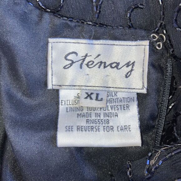 STENAY sz L / sz XL Black Beaded Sequin Elegant Evening Top Neutral Showstopper - Picture 4 of 5